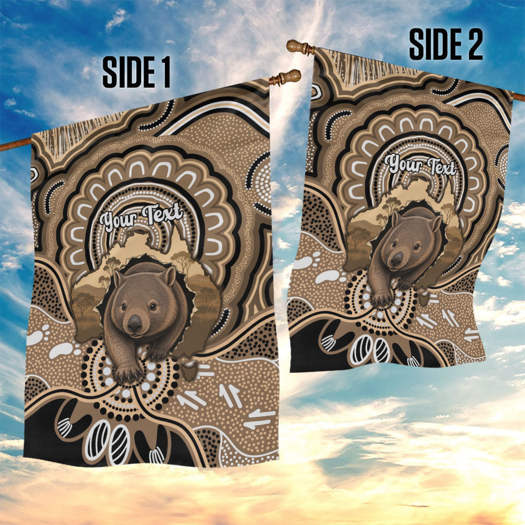 Personalised Australia Wombat Garden Flag Aussie Map Indigenous Art
