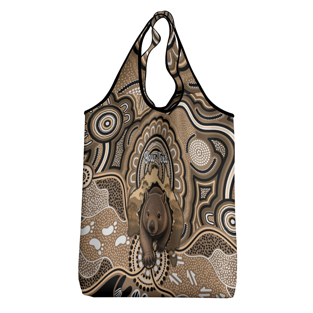 Personalised Australia Wombat Grocery Bag Aussie Map Indigenous Art