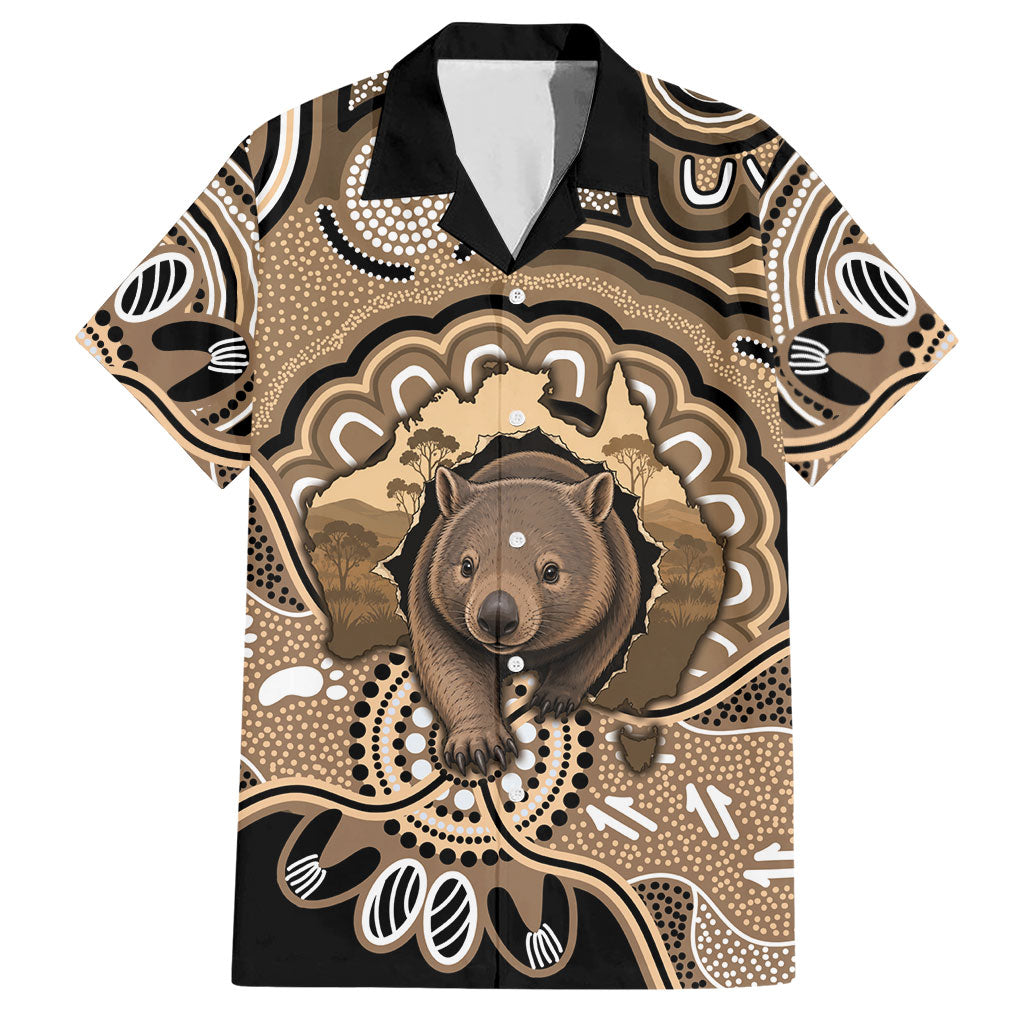 Personalised Australia Wombat Hawaiian Shirt Aussie Map Indigenous Art