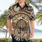 Personalised Australia Wombat Hawaiian Shirt Aussie Map Indigenous Art
