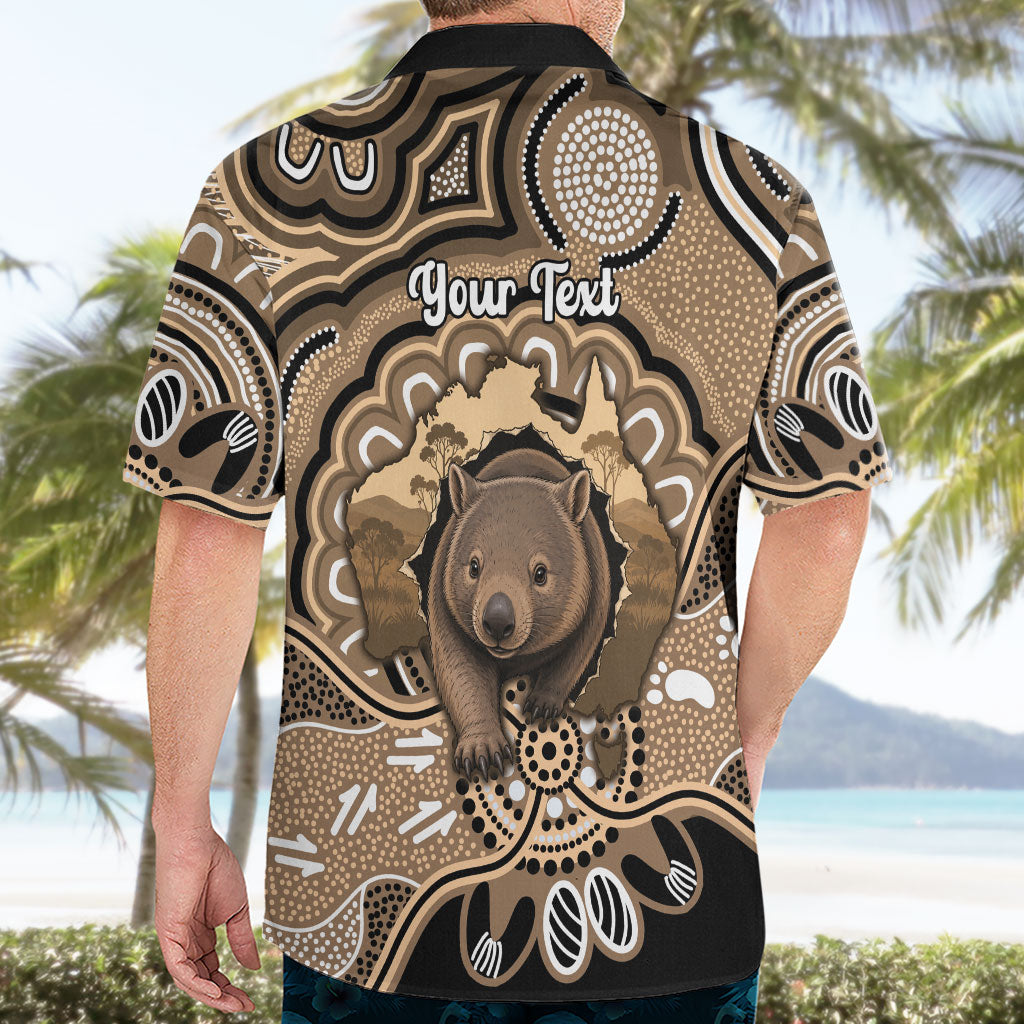 Personalised Australia Wombat Hawaiian Shirt Aussie Map Indigenous Art