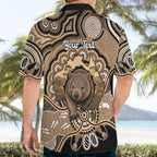 Personalised Australia Wombat Hawaiian Shirt Aussie Map Indigenous Art