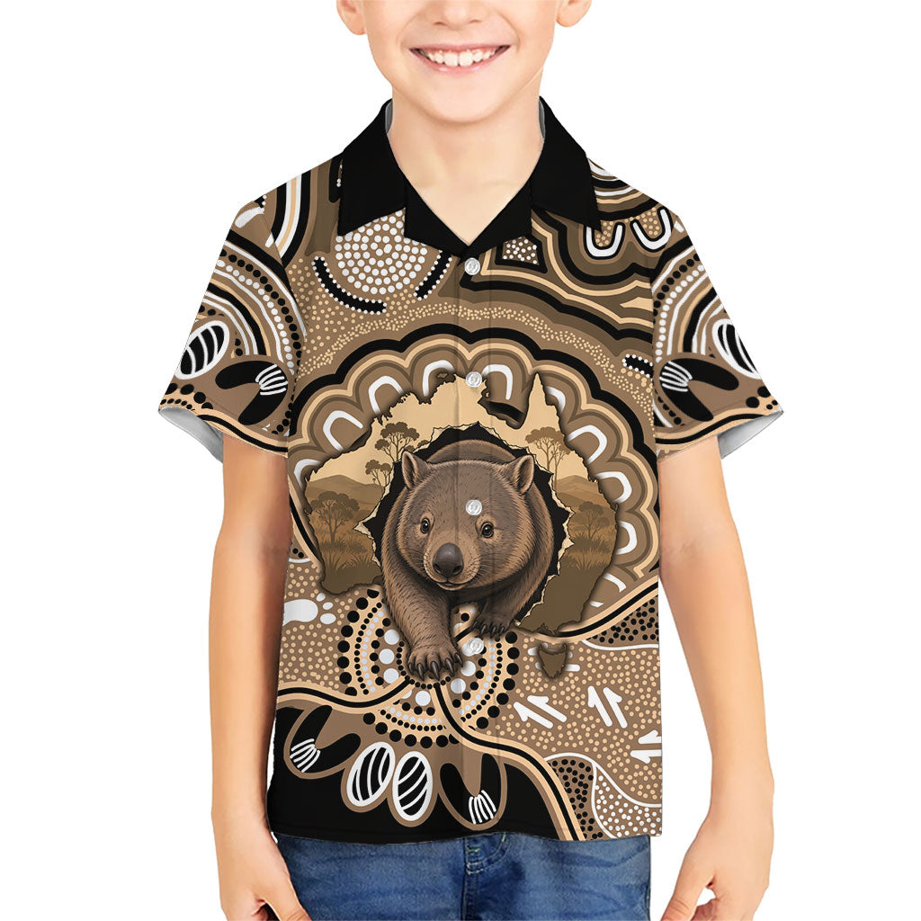 Personalised Australia Wombat Hawaiian Shirt Aussie Map Indigenous Art