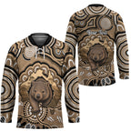 Personalised Australia Wombat Hockey Jersey Aussie Map Indigenous Art