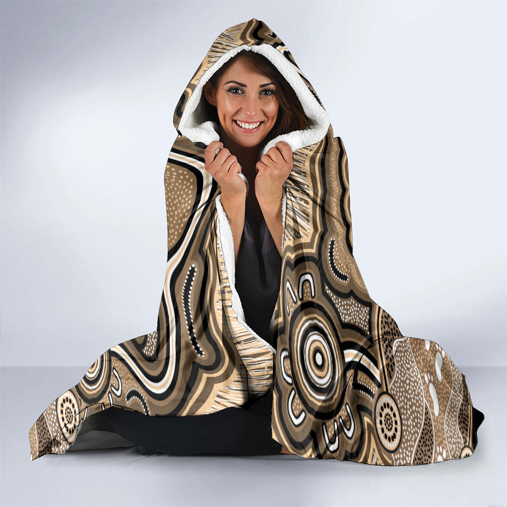 Personalised Australia Wombat Hooded Blanket Aussie Map Indigenous Art