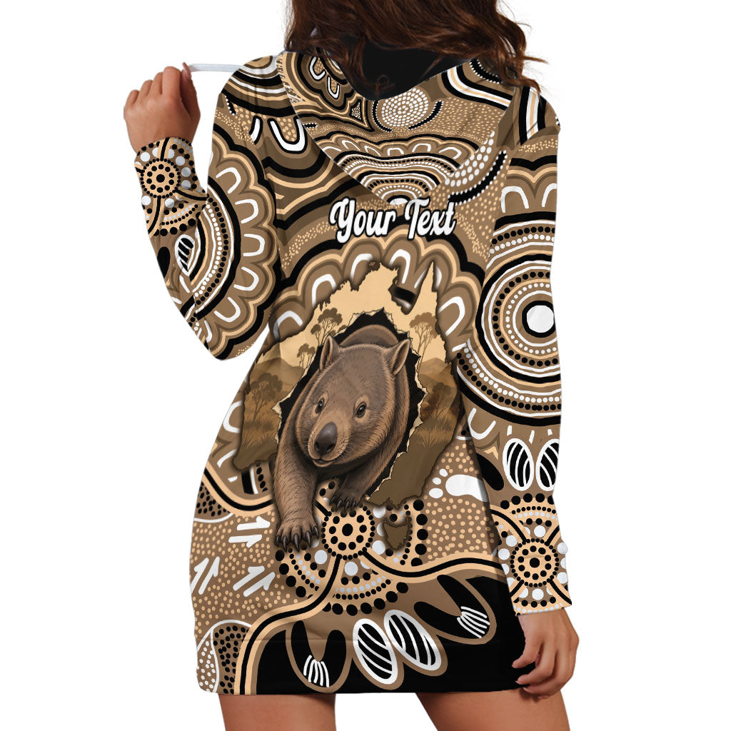 Personalised Australia Wombat Hoodie Dress Aussie Map Indigenous Art