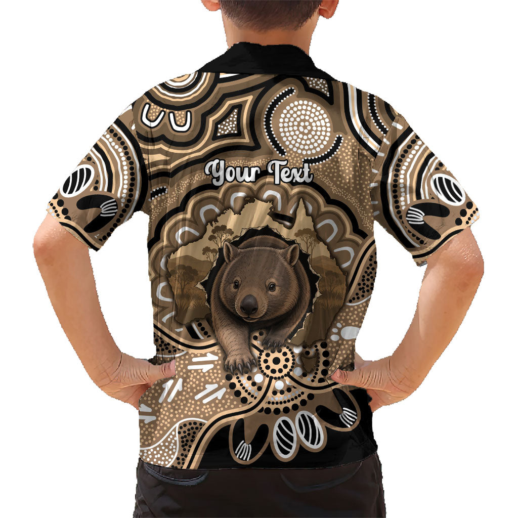 Personalised Australia Wombat Kid Hawaiian Shirt Aussie Map Indigenous Art