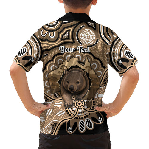 Personalised Australia Wombat Kid Hawaiian Shirt Aussie Map Indigenous Art