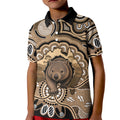 Personalised Australia Wombat Kid Polo Shirt Aussie Map Indigenous Art