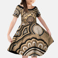 Personalised Australia Wombat Kid Short Sleeve Dress Aussie Map Indigenous Art