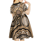 Personalised Australia Wombat Kid Short Sleeve Dress Aussie Map Indigenous Art