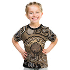 Personalised Australia Wombat Kid T Shirt Aussie Map Indigenous Art
