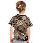 Personalised Australia Wombat Kid T Shirt Aussie Map Indigenous Art