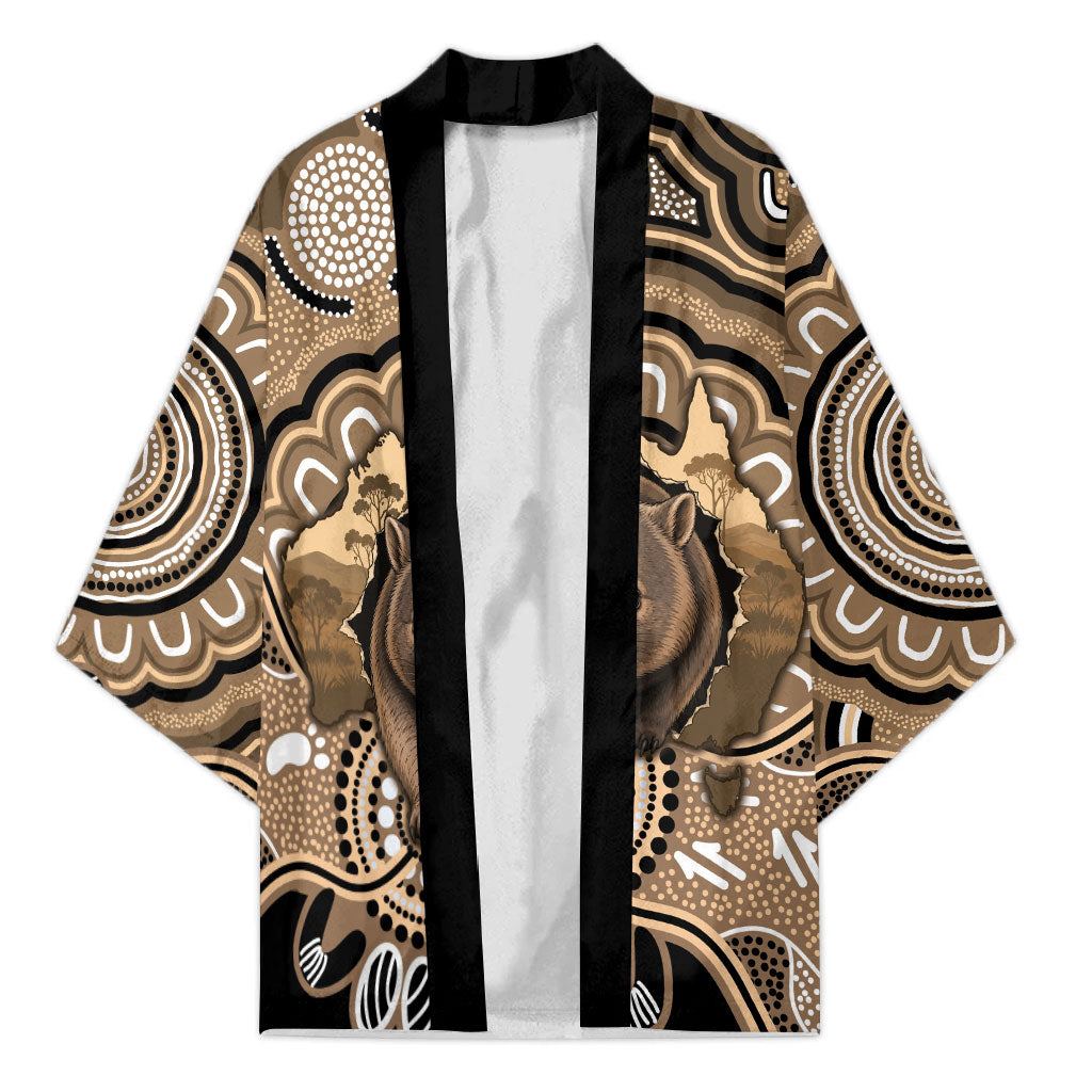 Personalised Australia Wombat Kimono Aussie Map Indigenous Art