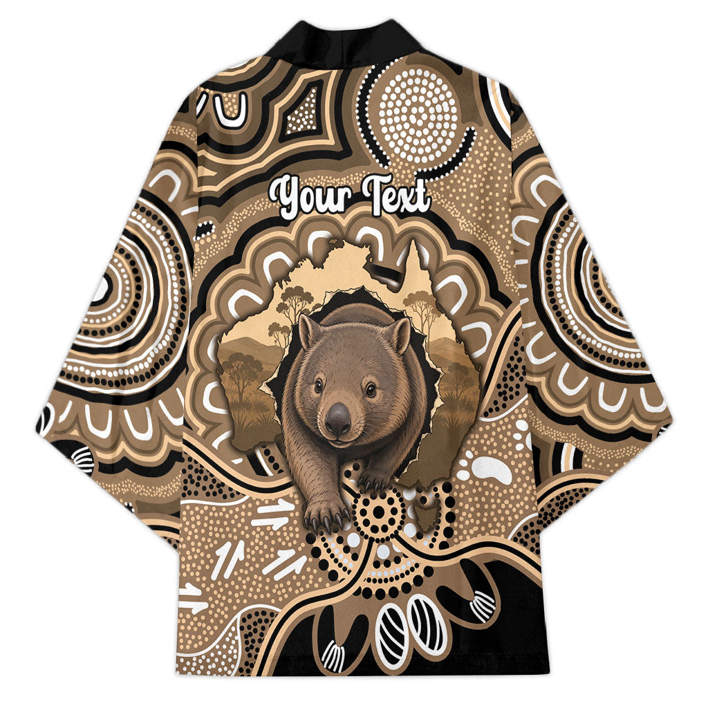 Personalised Australia Wombat Kimono Aussie Map Indigenous Art