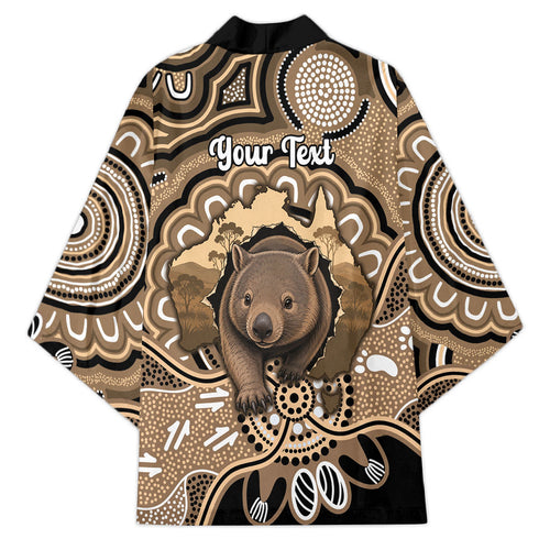 Personalised Australia Wombat Kimono Aussie Map Indigenous Art