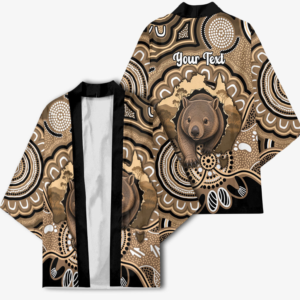 Personalised Australia Wombat Kimono Aussie Map Indigenous Art