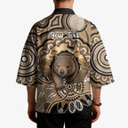 Personalised Australia Wombat Kimono Aussie Map Indigenous Art