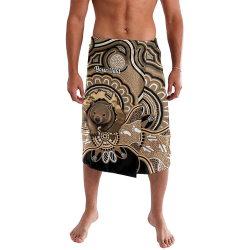 Personalised Australia Wombat Lavalava Aussie Map Indigenous Art