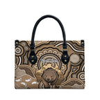 Personalised Australia Wombat Leather Bag Aussie Map Indigenous Art