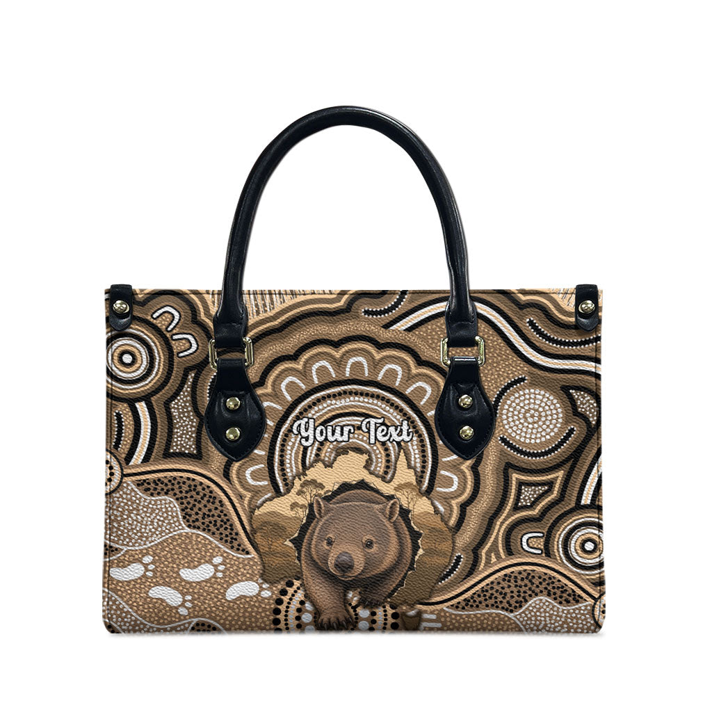 Personalised Australia Wombat Leather Bag Aussie Map Indigenous Art