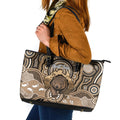 Personalised Australia Wombat Leather Tote Bag Aussie Map Indigenous Art