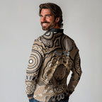 Personalised Australia Wombat Long Sleeve Polo Shirt Aussie Map Indigenous Art
