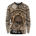 Personalised Australia Wombat Long Sleeve Shirt Aussie Map Indigenous Art