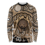Personalised Australia Wombat Long Sleeve Shirt Aussie Map Indigenous Art