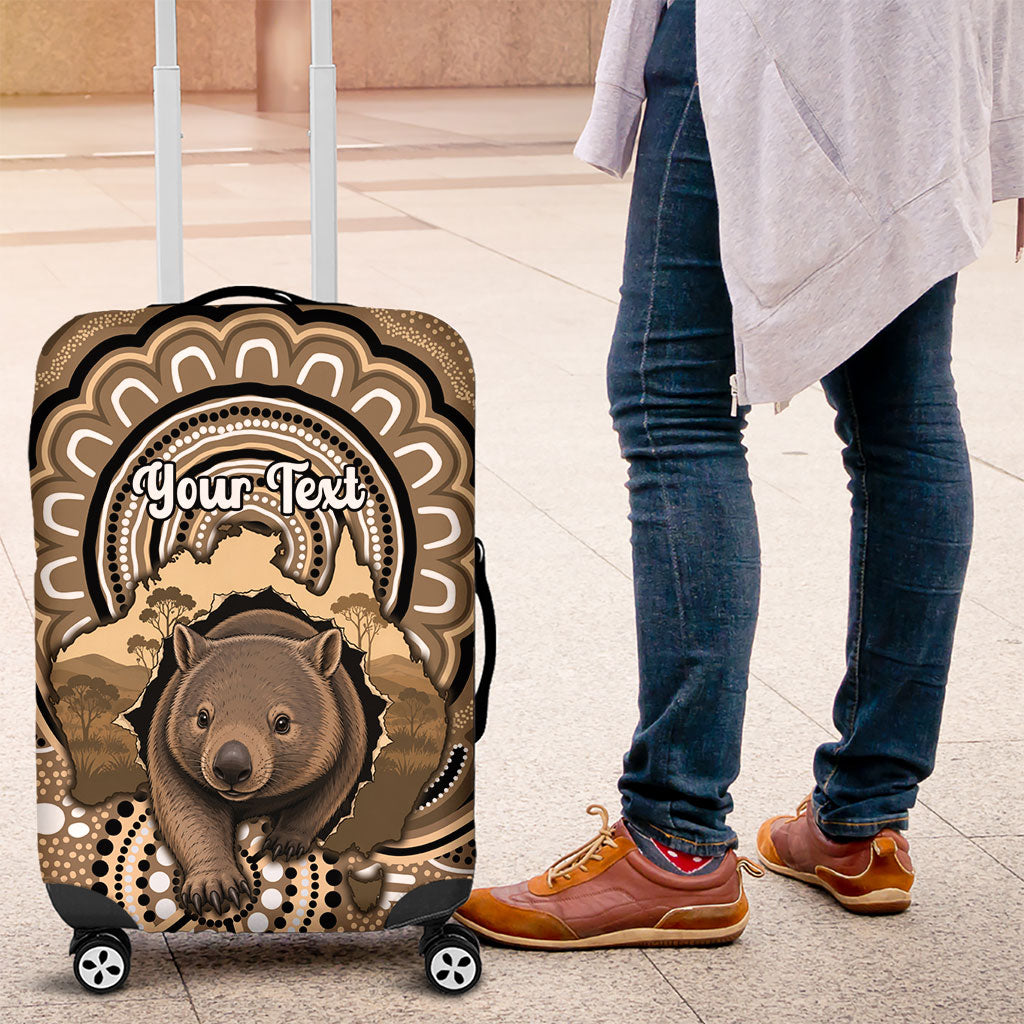 Personalised Australia Wombat Luggage Cover Aussie Map Indigenous Art