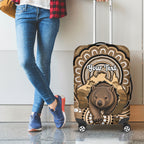 Personalised Australia Wombat Luggage Cover Aussie Map Indigenous Art