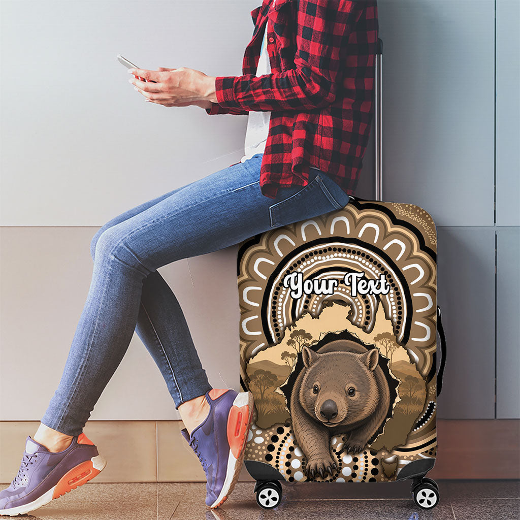 Personalised Australia Wombat Luggage Cover Aussie Map Indigenous Art