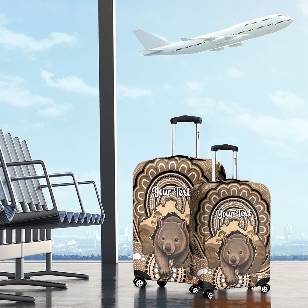 Personalised Australia Wombat Luggage Cover Aussie Map Indigenous Art