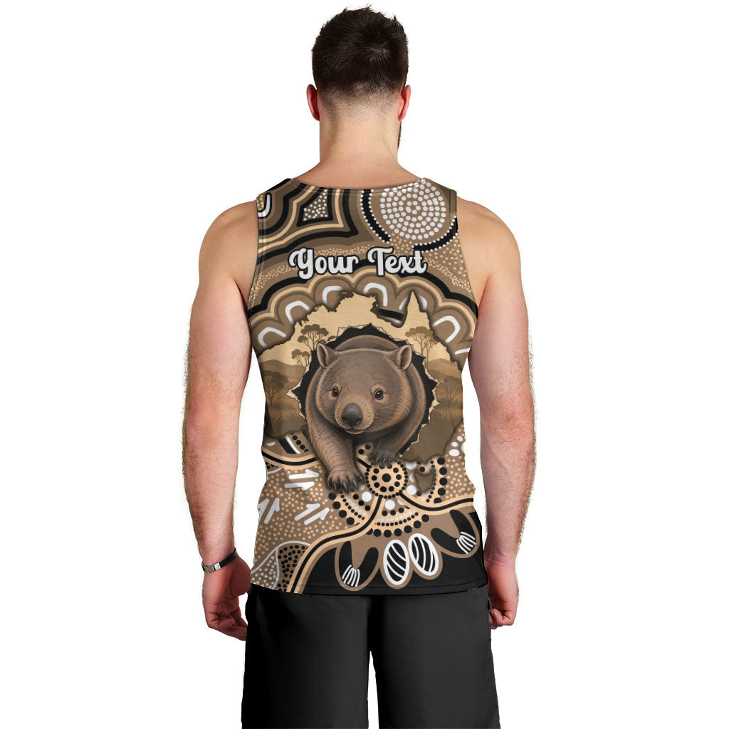 Personalised Australia Wombat Men Tank Top Aussie Map Indigenous Art