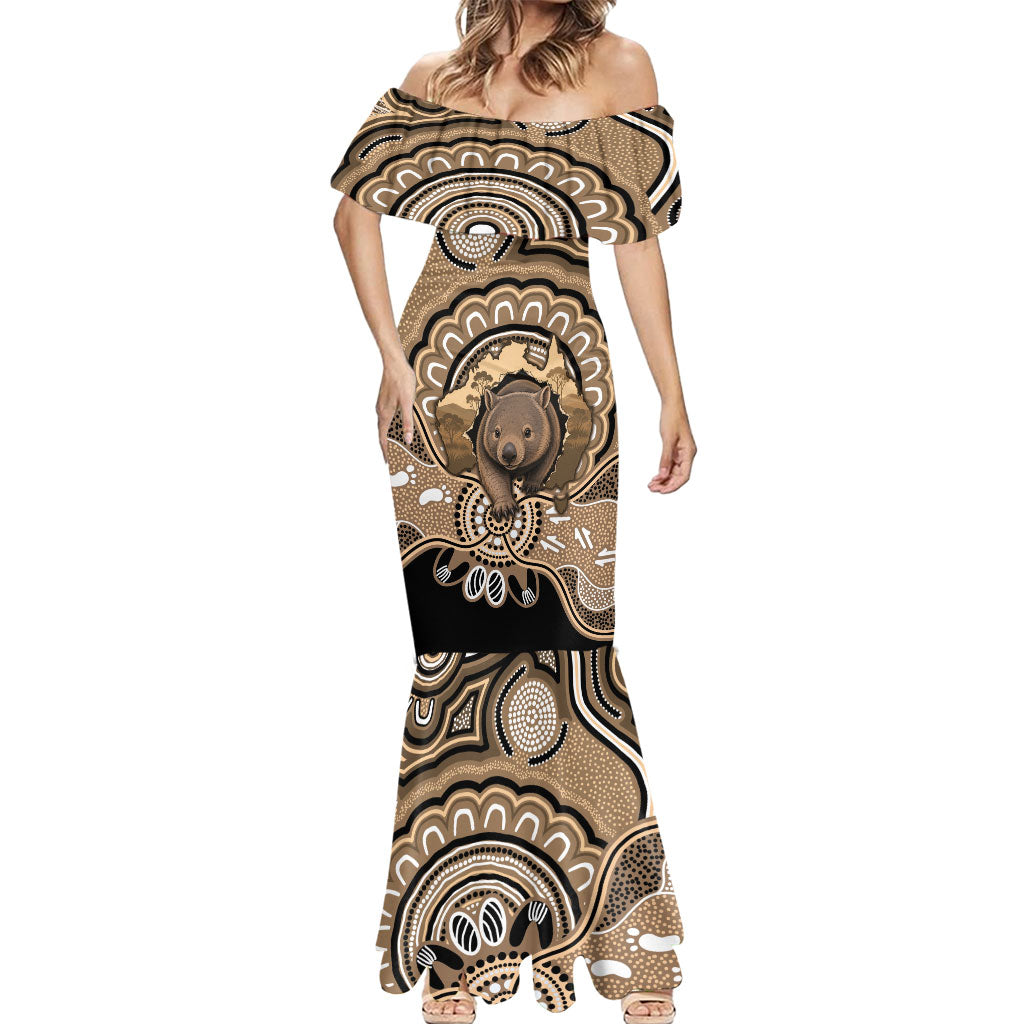 Personalised Australia Wombat Mermaid Dress Aussie Map Indigenous Art