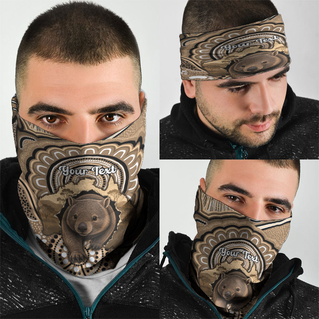 Personalised Australia Wombat Neck Gaiter Aussie Map Indigenous Art