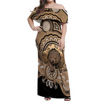 Personalised Australia Wombat Off Shoulder Maxi Dress Aussie Map Indigenous Art