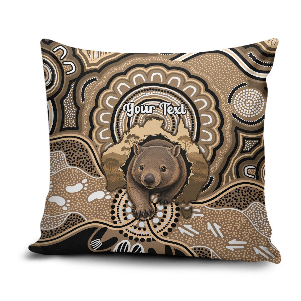 Personalised Australia Wombat Pillow Cover Aussie Map Indigenous Art