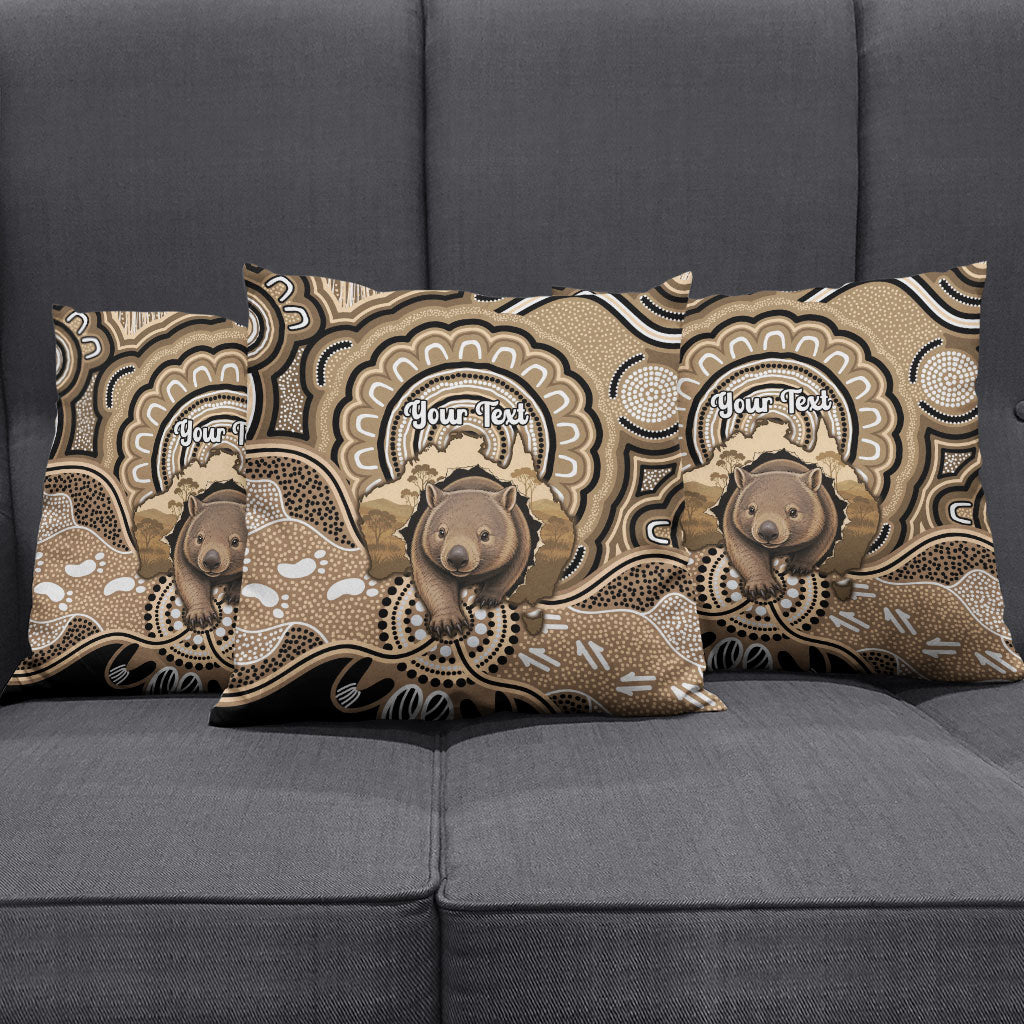 Personalised Australia Wombat Pillow Cover Aussie Map Indigenous Art