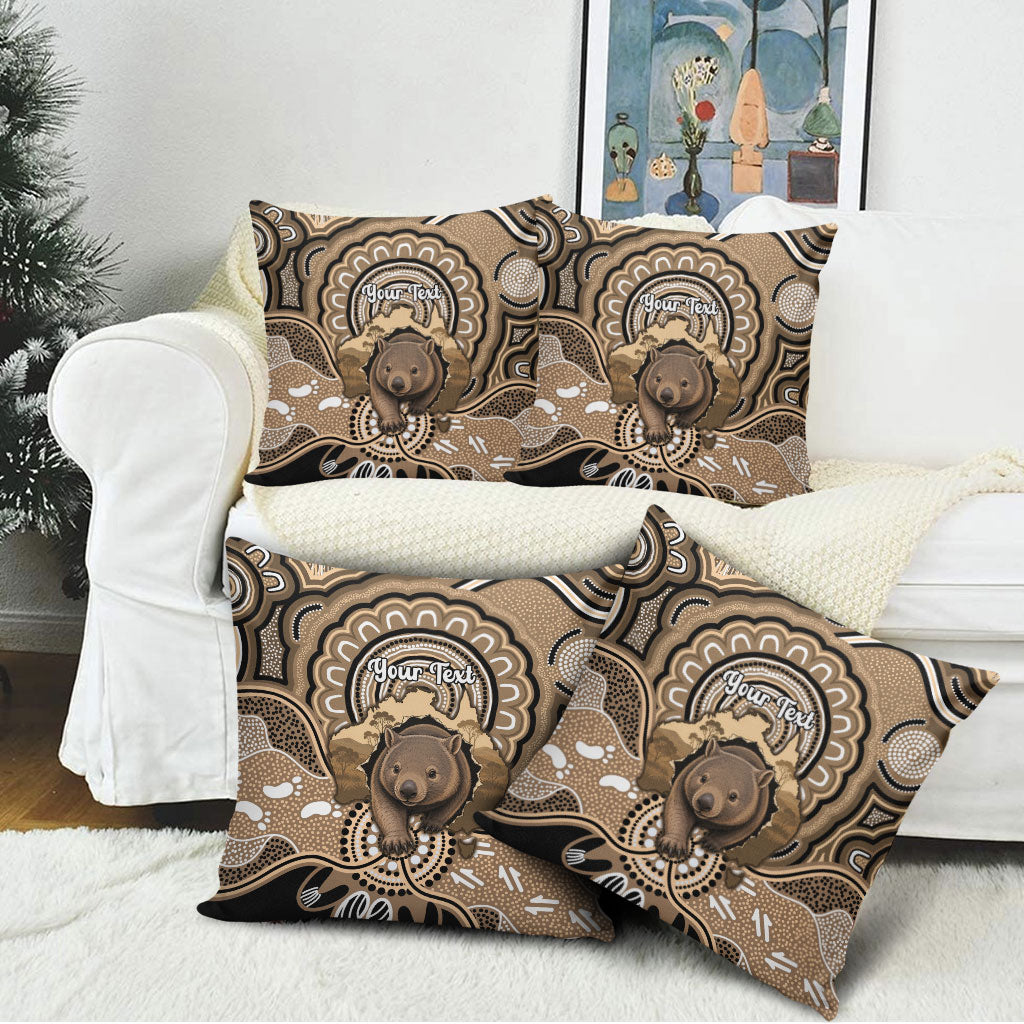 Personalised Australia Wombat Pillow Cover Aussie Map Indigenous Art