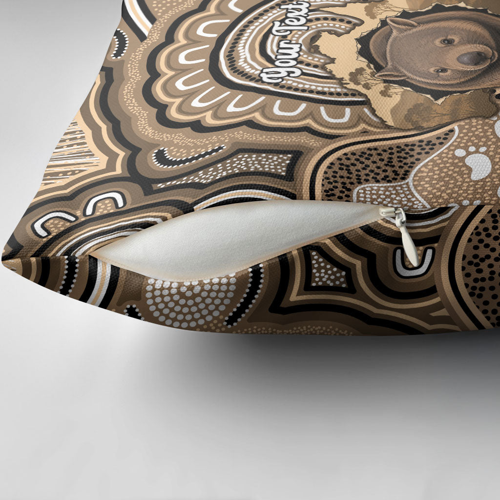 Personalised Australia Wombat Pillow Cover Aussie Map Indigenous Art