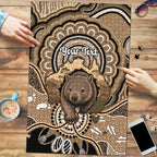 Personalised Australia Wombat Puzzle Aussie Map Indigenous Art