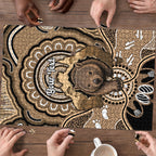 Personalised Australia Wombat Puzzle Aussie Map Indigenous Art
