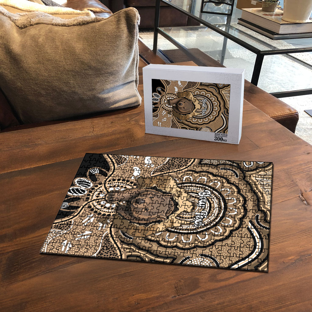 Personalised Australia Wombat Puzzle Aussie Map Indigenous Art