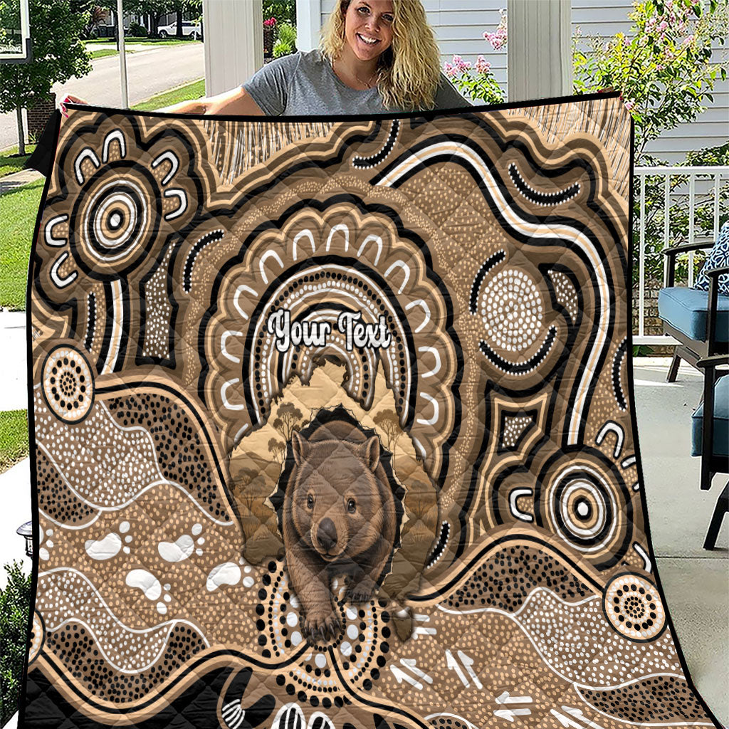 Personalised Australia Wombat Quilt Aussie Map Indigenous Art