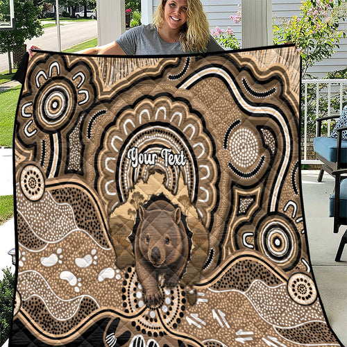 Personalised Australia Wombat Quilt Aussie Map Indigenous Art