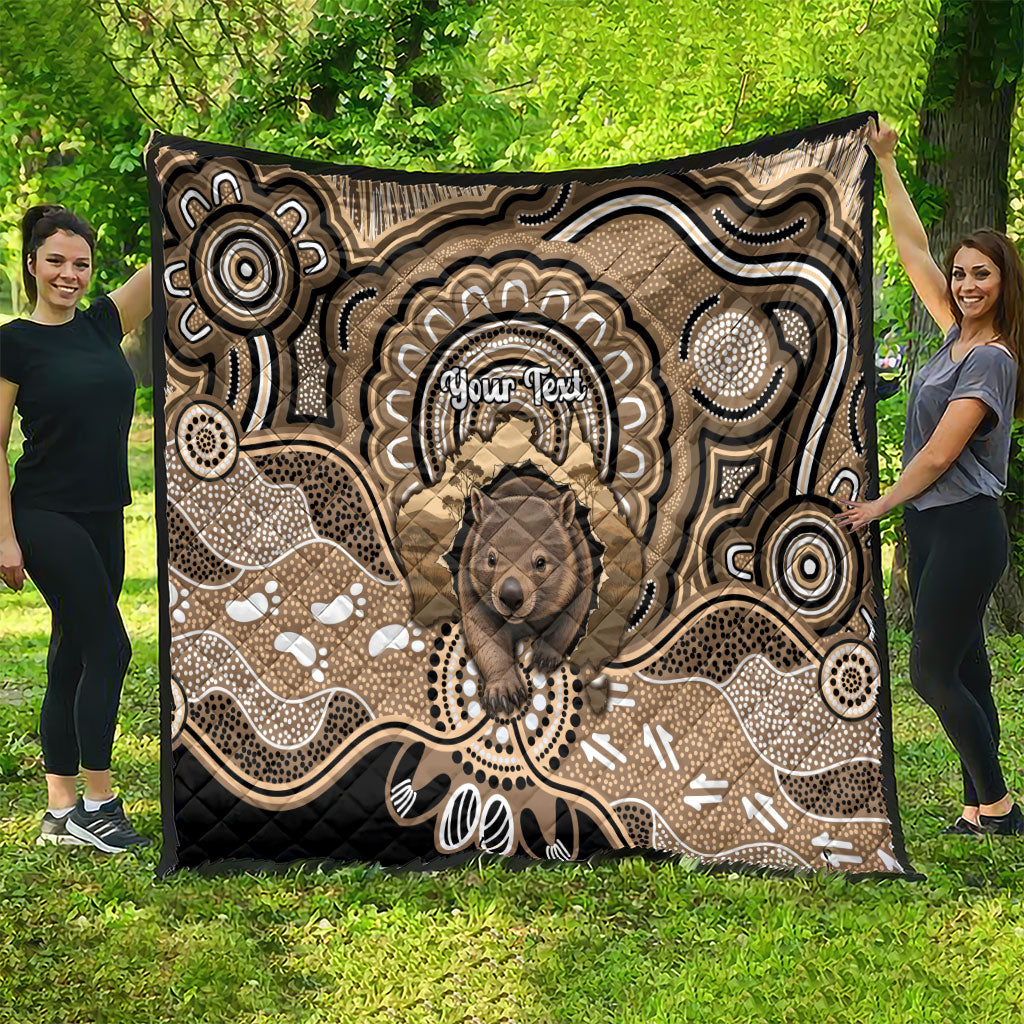Personalised Australia Wombat Quilt Aussie Map Indigenous Art
