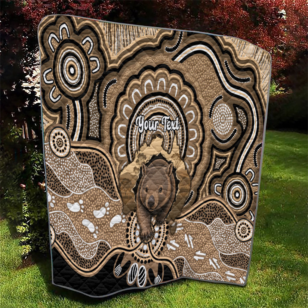 Personalised Australia Wombat Quilt Aussie Map Indigenous Art