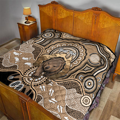 Personalised Australia Wombat Quilt Aussie Map Indigenous Art
