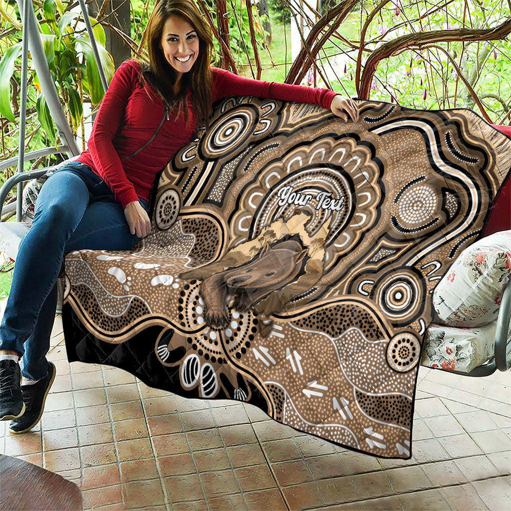 Personalised Australia Wombat Quilt Aussie Map Indigenous Art